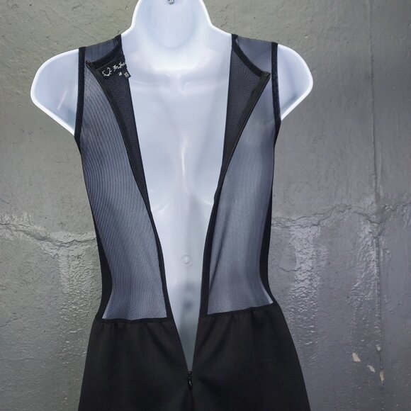 For Love & Lemons Lulu Mesh Skater Dress Women XS Mini Sleeveless Back Zip Black - Picture 7 of 12
